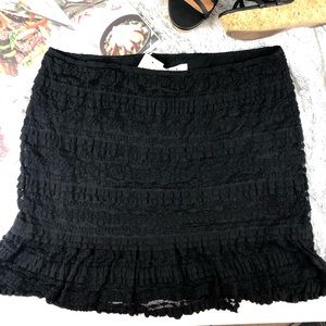 NWT Max Studio black lace ruffle mini skirt XL